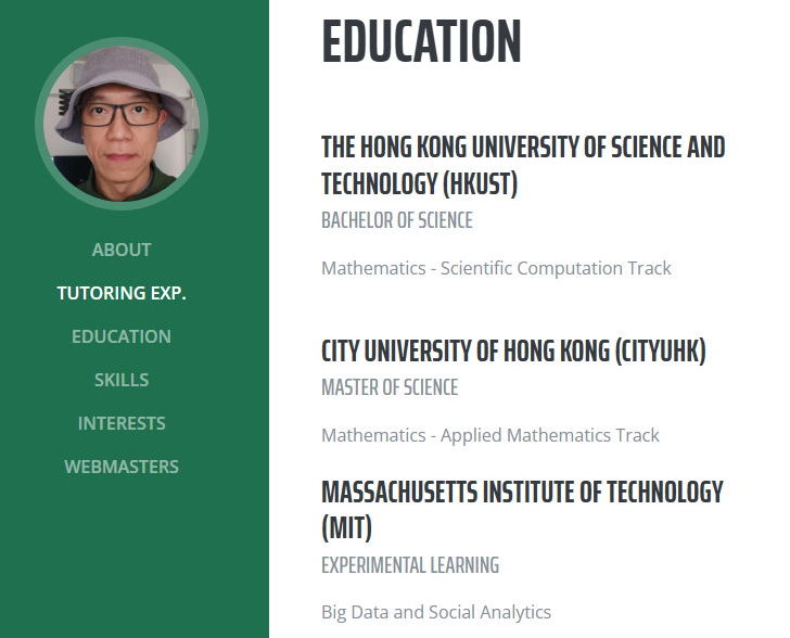 Resume website for Mathsir